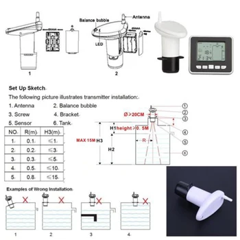 Ultrasonic Senzor Nivel Lichid cu Mare Precizie cu Ultrasunete Apă a Rezervorului de Lichid de Adâncime Nivel Metru cu Afișare a Temperaturii