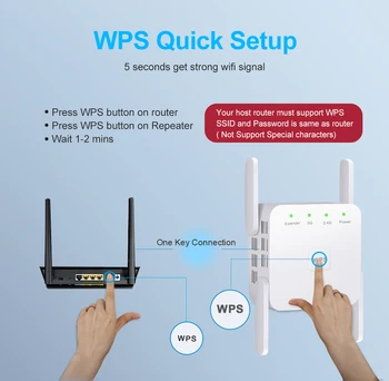 5G Wireless WiFi Repeater Wifi Booster 2.4 G 5Ghz Wi-Fi Amplificator 1200 Mbps 5 ghz Semnal WiFi Long Range Extender