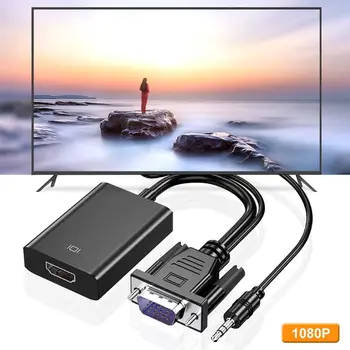 VGA la HDMI Convertor - Cablu VGA de sex Feminin de sex Masculin la HDMI cu Adaptor de 3,5 mm Ieșire pentru Laptop PC-ul la HDTV Proiector