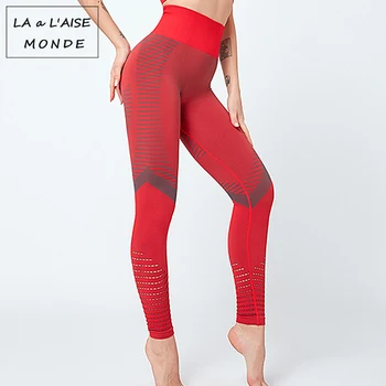2020 Sexy Femei Leggins Piersic Hip Fitness Pantaloni Femei Împletit cu uscare Rapida Întindere Colanti Șold Talie Mare Jambiere Sport