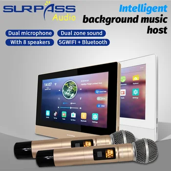 Smart Home Audio Bluetooth WiFi Perete Amplificator Android Stereo 2*zone cu Handheld Microfon Wireles pentru Amplificator Karaoke KTV