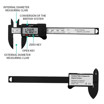 0-100/150mm LCD Digital Electronic Fibra de Carbon Șubler cu Vernier Busola 6 inch Gauge Micrometru Conducător Etriere Instrument de Măsurare