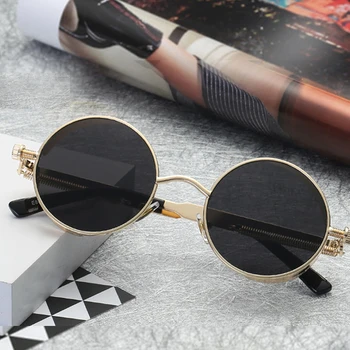Ochelari de soare rotund Designer steam punk Metal Oculos de sol femei Acoperire Bărbați ochelari de Soare Retro Cerc ochelari de Soare