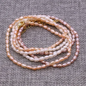 Naturale de apă Dulce Pearl Colier de Perle Mici Margele de sex Feminin Clavicula Lanț Cravată Coliere pentru Femei, Cadou de Nunta