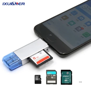 Aliaj de 2-În-1 Cititor de Carduri USB Universal Micro TF/SD Card Reader Telefon Antete de Extensie Adaptor pentru Samsung, Xiaomi, Huawei Telefoane