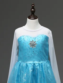 Fete Baghete Printesa Rochie de Lux Elsa Costum Fată de Zăpadă Regina de Halloween Petrecere de Ziua de Haine cu Mantie Lungă de Tren