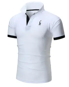 Mens T Shirt Marci 2018 Barbat Maneca Scurta Casual Slim Culoare Solidă Broderie Cerb Model de T-Shirt pentru Bărbați 5XL