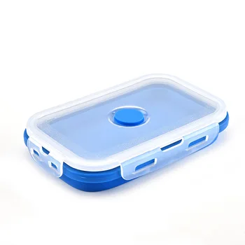 GODWJ 4 Pliabil pentru cuptorul cu Microunde Silicon Cutie de Prânz Seturi Dreptunghi Portabil Pliant Bento Box Container pentru Alimente Pentru Cină