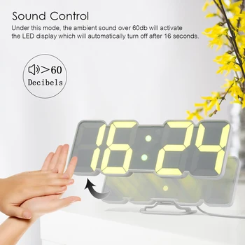 Control vocal 3D LED Digital Ceas de Perete de la Distanță de Control Electronic, Masă, Ceas de Perete Modern Desgin Ceas de Bucătărie, Administrat de Acasă