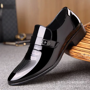 Primăvara și Toamna Barbati Pantofi Rochie Neagra mai Nou Stil Masculin din Piele Formale Pantofi de Cauciuc de sex Masculin Slip-On Solid Apartamente Barbati Pantofi Rochie