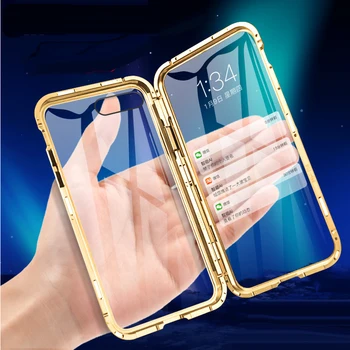 Magnetice de Adsorbție Caz de Metal Pentru iPhone 6s Plus Sticla Înapoi Magnet Coperta Fata si Spate din Sticlă de Caz Pentru iPhone 6 Plus