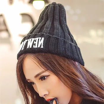 Noi De Iarna Solid Pălărie Scrisoare De Bumbac Casual Beanie Pentru Femei De Moda Tricotate Pălărie De Iarnă Sport Streetwear Tricotat Pălărie