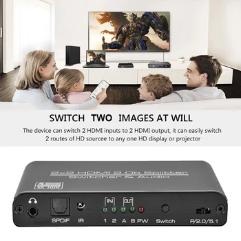 NOUL 4k @60Hz HDMI Matrice 2x2 HDCP HDMI Matrix Switcher 2.2 Switch HDMI Splitter cu audio HDR
