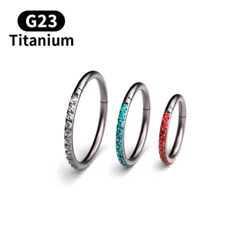 50pcs/Sac Titan G23 16G Zircon Sept Clicker Piercing Daith Inel de Nas Corpul Cuier Clip Pe Moda Bijuterii