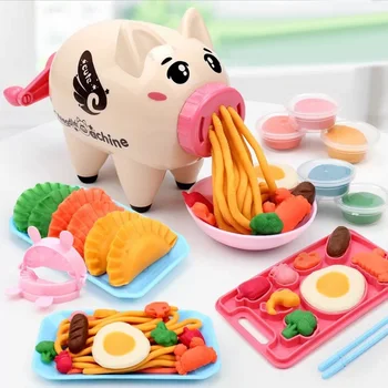 DIY Plastilină Lut, Plastilină Instrumente Set Drăguț de Porc cu Taitei Mașină de Mucegai Plastilină Playsets pentru Copii Filtru de Tăiței Bucătărie de Jucărie Cadouri