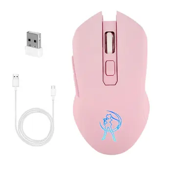 Roz Tăcut LED Optic Joc Soareci 1600DPI 2.4 G Mouse fără Fir USB pentru PC, Laptop