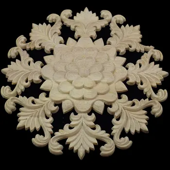 24CM Naturale Florale Lemn Sculptat Decal Colț Aplici de Perete Cadru de Usi de Mobilier, Sculptură în lemn Decorative, Figurine din Lemn Meserii