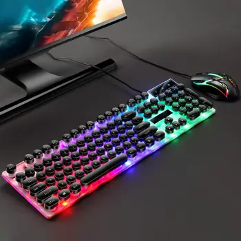 GTX300 USB cu Fir plin de culoare LED Backlit Tastatură de Gaming cu Mouse-ul pentru Laptop PC
