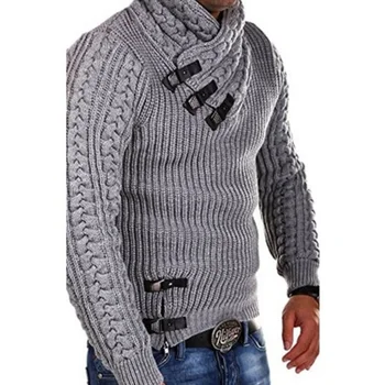 LOVZON Pulover Guler Barbati cu Maneci Lungi Tricotate Pulovere Toamna Iarna Cald Moale de Bază Om Pulovere Streetwear Haine