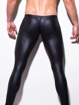 Moda 2017 Mens Negru Faux Din Piele De Performanță Etapă Slab Creion Pantaloni Jambiere Barbati Sexy Bodywear Funduri Pantaloni Clubwear