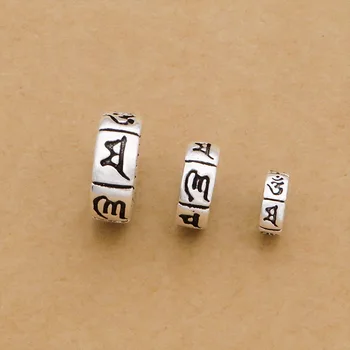 925 argint Tibetan Șase Cuvinte distanțiere Sterling Budist OM Mantra Margele Bijuterii DIY Constatările Tibetan Mala e Distantiere