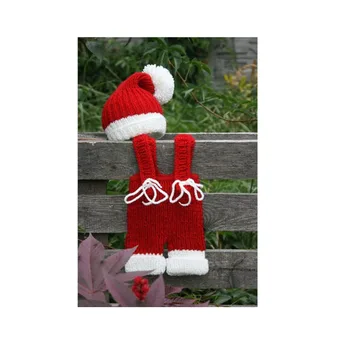 Pălărie croșetat copil nou-născut de crăciun costum de mos craciun recuzită fotografie manual tricot pălărie de iarnă bretele trage de haine