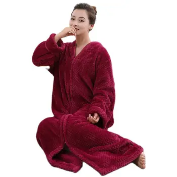 Pijamale halat femei cămașă de noapte de Toamnă și de iarnă, halat de baie flanel liber gravide couplecashmere fermoar femeie, Doamnelor