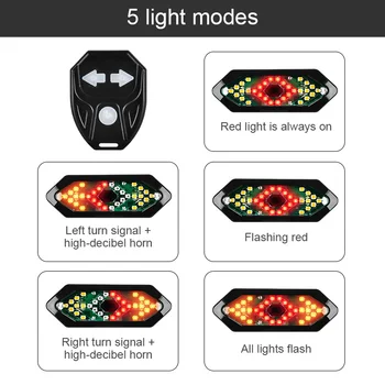 Bicicleta Transforma Semnalele de Control de la Distanță de Biciclete Direcție Indicator LED MTB Lumina din Spate USB Reîncărcabilă cu Bicicleta Stop cu Corn
