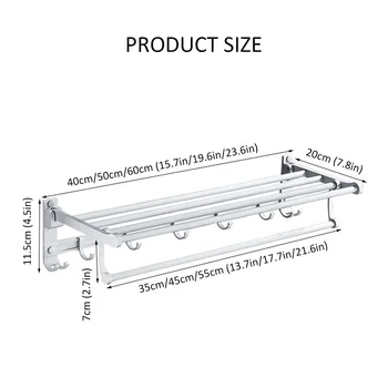 Multi-Cârlig Pliabil Dublu-Strat Multi-Funcția De Baie Prosop Rack Toaletă Rack Montat Pe Perete Raft Material De Aliaj De Aluminiu