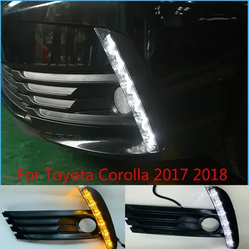 2 BUC Galben de Semnalizare Funcția de rezistent la apa 12V Auto DRL Lampa LED Daytime Running Light Pentru Toyota Corolla 2017 2018