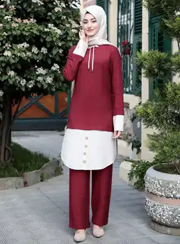 WEPBEL Orientul Mijlociu Musulman Malay Set Haine Musulmane Rochie de Femei Costum de Îmbrăcăminte Seturi Butonul O de Gât Complet Maneca Moda de Vara