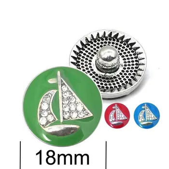 Barcă cu pânze w032 18mm 20mm stras buton metalic pentru snap butonul Brățară Colier de Bijuterii Pentru Femei, bijuterii de Argint