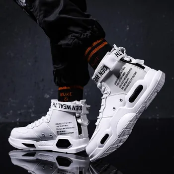 Noua Moda Barbati Adidasi mare sus Pantofi de baschet pentru Bărbați alb/ Negru Sport în aer Liber, glezna cizme barbati Confortabil Size39-45