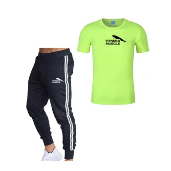 Noi Casual pentru Bărbați Seturi de Jogging pantaloni de Trening Barbati Trunchiate Tricou Pantaloni Décontractée Seturi de Elasticitate Maneca Scurta Sport ti se Potriveste