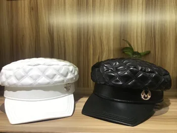 202008-YY pu faux din piele de moda zăbrele de calitate Superioara lady serviciu capac femei viziere pălărie