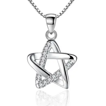 925 de argint sterlină femei moda bijuterii noi de înaltă calitate de cristal zirconia retro simplu stele pandantiv colier lung 45CM