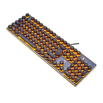 Cu iluminare de fundal Tastatură de Gaming Steampunk Retro Rotund/Pătrat Keycap USB Cablu Stralucitoare Panou de Metal Laptop Tastatură de Calculator