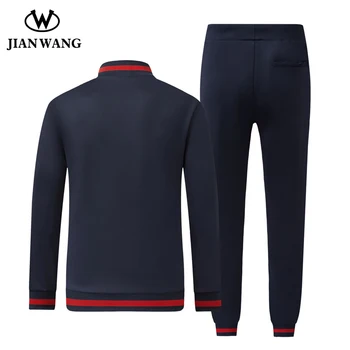 JIANWANG Moda pentru Barbati Trening Seturi de Toamna Iarna Casual Brand Sport 2 Bucata se Taie și Coase Sacou Pantaloni Seturi de Funcționare