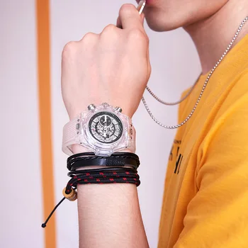 ONOLA Brand Transparent de Moda casual, omul Ceas 2019 Plastic alb luminos Cuarț femei unisex origine ceas de mână de sex masculin