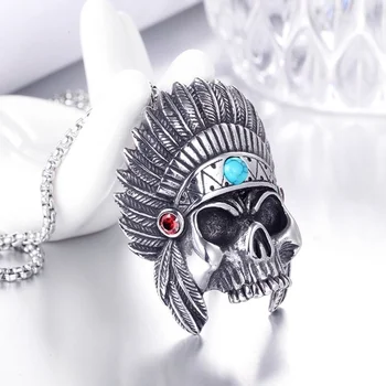Noi Exagerate Africane Șefii Craniu în Formă de Pendant Colier Barbati Colier Moda Craniu de Metal Pandantiv Accesorii Petrecere Bijuterii