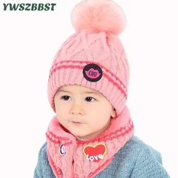 Noi Iarna pentru Copii Pălărie Dragoste Inima Tricotate Boy Fata de Copii Palarie Cald Capac + Eșarfă Inel pentru Copil de la 6 la 36 Luni Copilul Pălărie Eșarfă set 2 buc