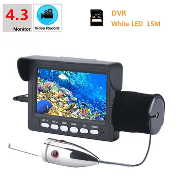 15M 1000tvl Pescuit Subacvatic cu Camera Video Kit 6 BUC 1W LED-uri Albe Lumini cu 4.3 Inch HD DVR Recorder instrument de Pescuit pește finder
