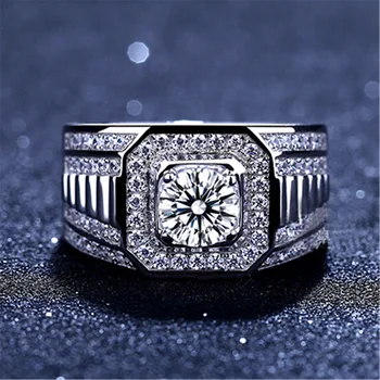 S925 Argint 2 Carate Inel cu Diamant pentru MenBizuteria Piatră prețioasă de Bijuterii Hip Bizuteria Argint 925 Bijuterii Inel cu Diamant Anel