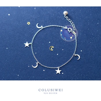 Colusiwei Argint 925 Moda Simplu, Stele, Luna Brățară Brățară pentru Femei Reglabil Lanț de Link-ul de Bijuterii Fine 2020 Nou