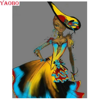 Diy 5d diamant Tablou African girl full pătrat rotund strasuri 3d broderie Mozaic desene animate fata cruciulițe decor acasă