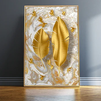 Nordic Golden Leaf Perete Printuri De Arta De Lux, Arta De Perete, Tablouri Canvas Postere Decorative De Perete De Arta, Printuri Living Decor Acasă