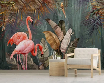 Beibehang Nordic minimalist modern planta tropicala pădure flamingo fundal pictura pe perete tapet 3d papel de parede