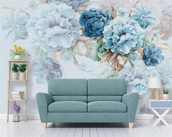 Personalizat Nordic Pictate manual 3D tapet Floare Bujor de Grădină Dormitor, Cameră de zi cu TV de Perete de Fundal 3D tapet mural