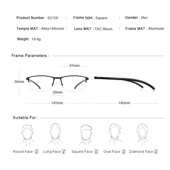 MERRYS DESIGN Bărbați Aliaj de Titan Rama de Ochelari Jumătate Optice Cadru Miopie baza de Prescriptie medicala Optica Ochelari de Aliaj de Cauciuc Temple S2158