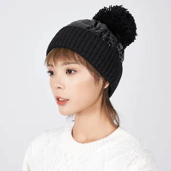 Iarna Tricotata pentru Femei Solide Simplu Knit Beanie Capace Moale Lână Cald Feminin Casual Hairball de Schi Beanie Hat